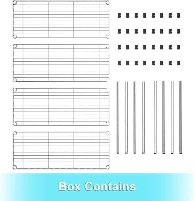 Auslar 4-Shelf Storage Wire Shelves Heavy Duty 4 Tiers Standing Shelving Units - Image 7