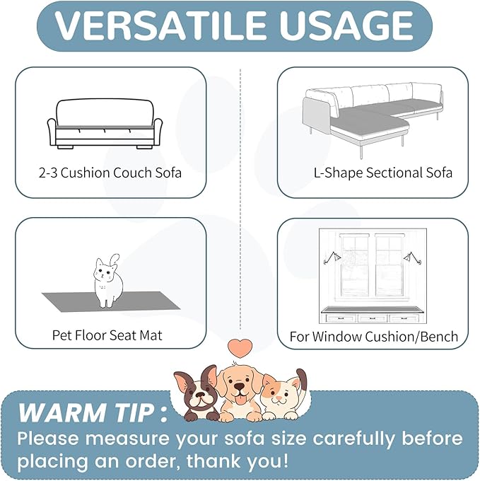 OTOB Couch Cover for Dogs Washable, Non Slip Plush Fuzzy Sofa Covers for 3 - Image 6