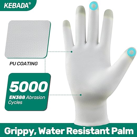 Kebada W1 Work Gloves for Men and Women, PU Coated Safety Gloves - Image 2