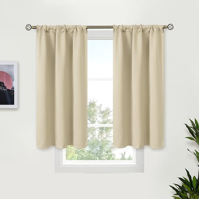 BGment Beige Blackout Curtains for Bedroom Kitchen 45 Inches Long by BGment