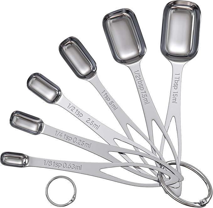 6PCS Narrow Measuring Spoons Set, Stainless Steel Measuring Spoon Fits in Spice by CreateHarmonyWithYourPet