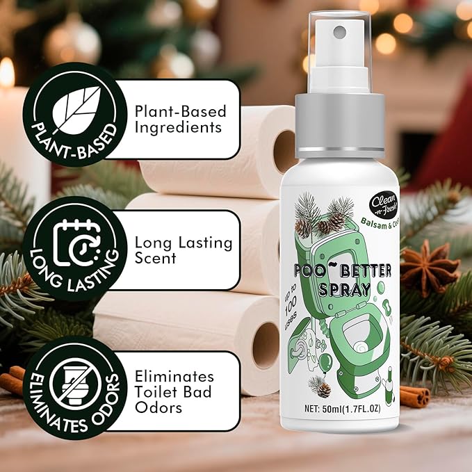 Clean-n-Fresh Holiday Toilet Spray, 3 Pack Gift Set- Balsam & Cedar/Toasty - Image 2
