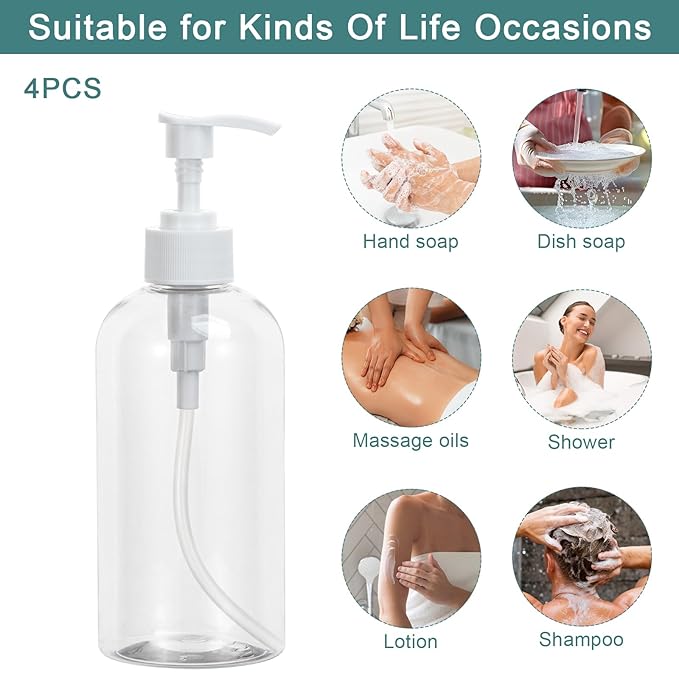 Yebeauty Soap Dispenser, 4 Pack 13.5oz/400ml Empty Refillable Pump Bottle - Image 5