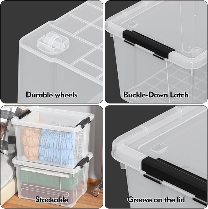 4 Pack Large Clear Plastic Storage Bins - Image 3