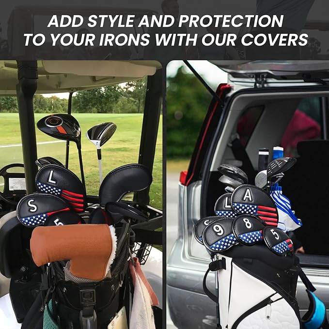 FINGER TEN Premium Synthetic Leather Stylish Iron & Wedge Golf Head Covers - Image 7