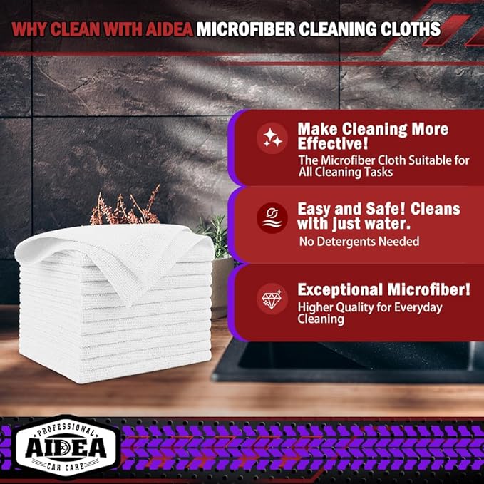 AIDEA Microfiber Cleaning Cloth White 150PK, Microfiber Towels - Image 2