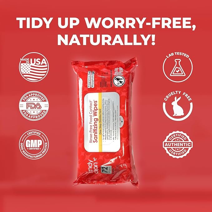 HandyClean Rinse-Free Food Contact Sanitizing Wipes Pouch - Image 6