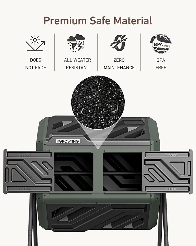 THEGROW'ING Updated 43 Gallon Compost Bin Outdoor, Fast Assemble Tumbling - Image 7