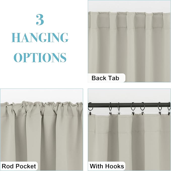 RYB HOME Blackout Curtains for Bedroom, Small Window Shades Thermal Insulating - Image 2