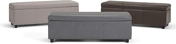 SIMPLIHOME Avalon 48 inch Wide Contemporary Rectangle Storage Ottoman Bench in - Image 13