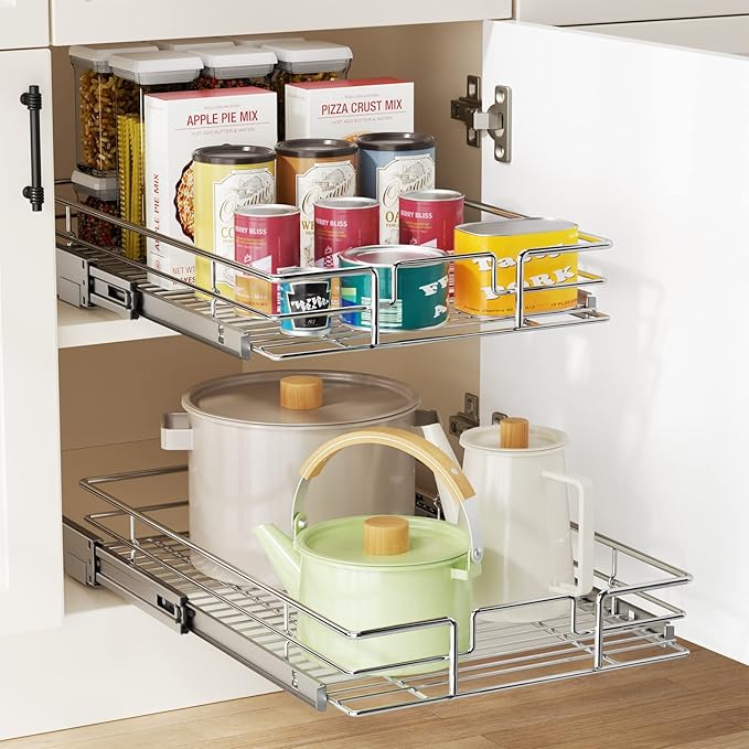 LOVMOR Pull Out Cabinet Organizer 12½" W x 21½" D, Kitchen Cabinet Pull Out - Image 5