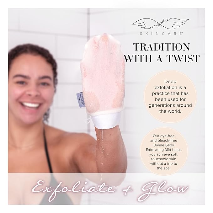 Seraphic Skincare Divine Glow Exfoliating Mitt – 100%, Bleach-Free Vegan - Image 7