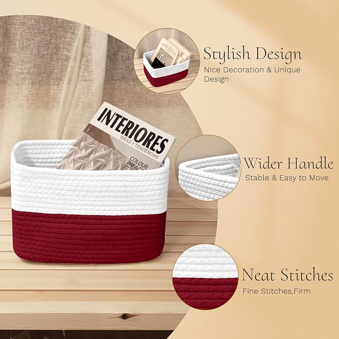 Hopegiver Woven Storage Baskets 11x8x7 Inch, 3 Pack Collapsible Cube Storage Bin - Image 6