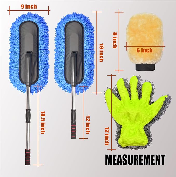 Car Wash Brush Duster Mop, Car Detailing Cleaning Kit, Wash Mitt, Microfiber - Image 3