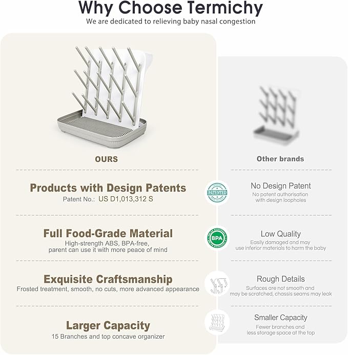 Termichy Baby Bottle Drying Rack: Large Vertical Bottle Dryer Rack Holder - Image 6
