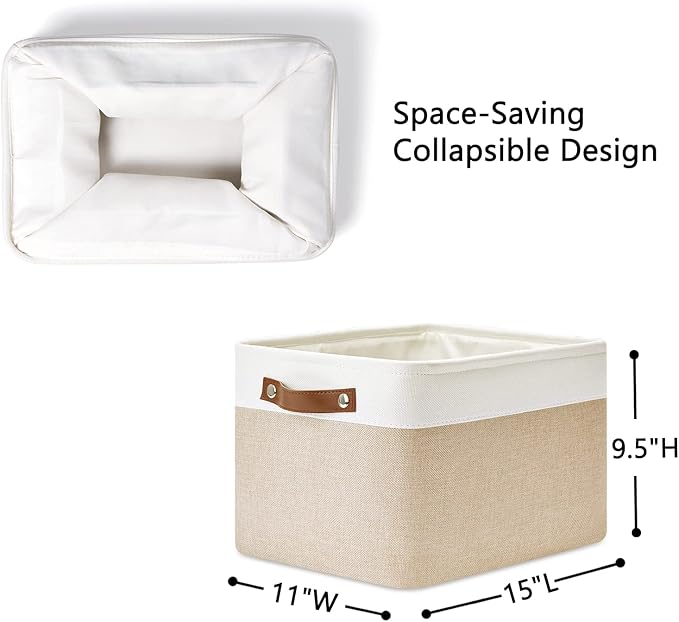 DULLEMELO Fabric Storage Bins for Laundry, Foldable Storage Baskets for Shelves - Image 2