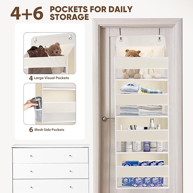 QINGUANG Over The Door Organizer, Hanging Organization and Storage, Behind Door - Image 3