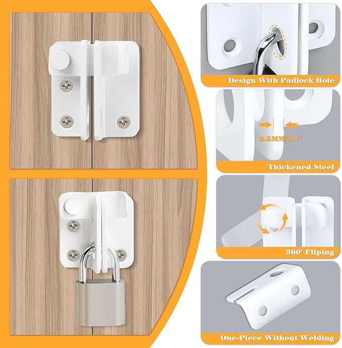 Alise Flip Latch Gate Latch White Shed Lock Shed Latch Barn Door Lock Locking - Image 4