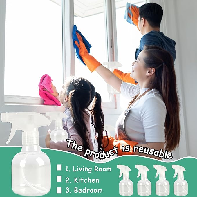 25 Pcs Plastic Spray Bottles 8 oz Empty Clear Refillable Spray Bottles - Image 5