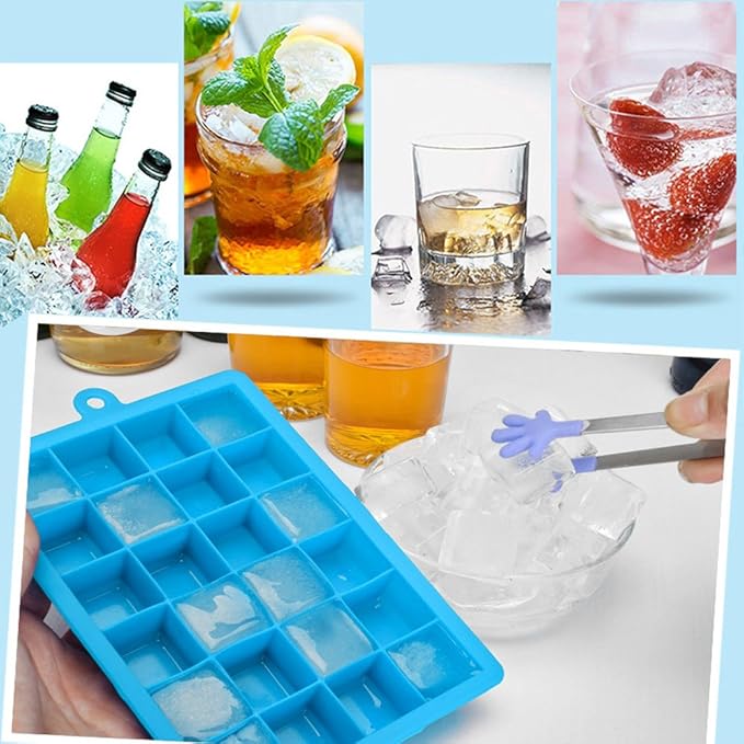 Ice Cube Tray, Silicone Square Ice Trays Easy Release Stackable Ice Cube Mold - Image 4