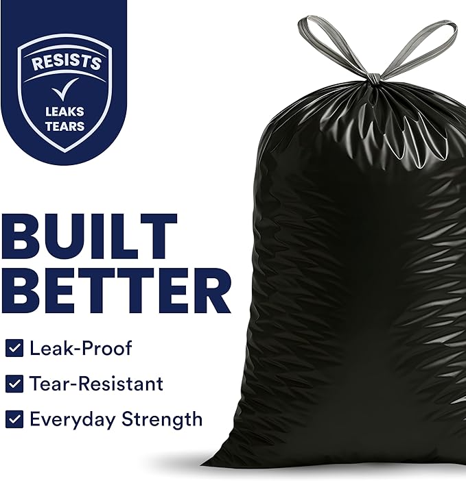 Plasticplace W13DSBKJR 13 Gallon Trash Bags │ 1.2 Mil │ Black Extra Tall - Image 2