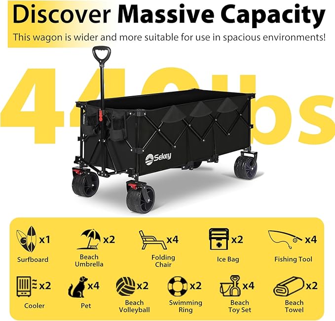 Sekey 48''L Collapsible Foldable Extended Wagon - Image 3