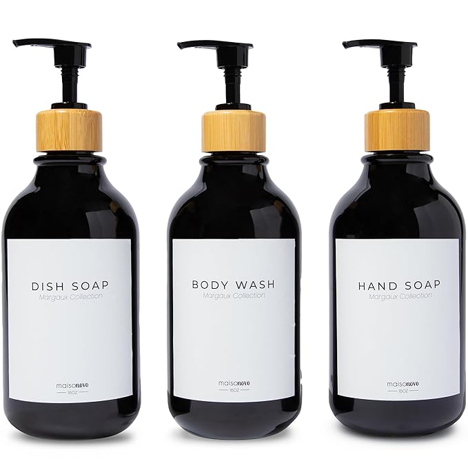 MaisoNovo Refillable Shampoo and Conditioner Bottles | 16.9 fl oz Set of 3 by MaisoNovo-TheArtofSustainableLiving