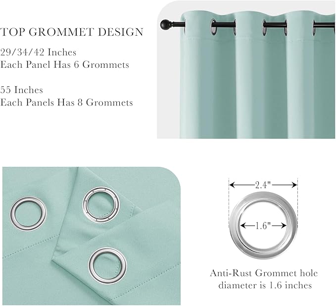 PONY DANCE Aqua Short Blackout Curtains 36 inch Length - Image 4