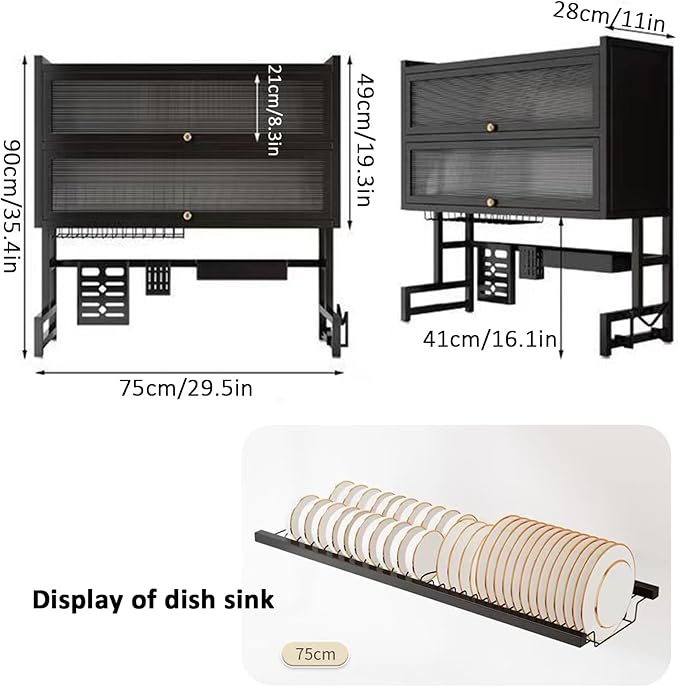 Dish Drying Rack 4 Tiers with Cover, Keep Kitchen Sink Shlef Organized - Image 7