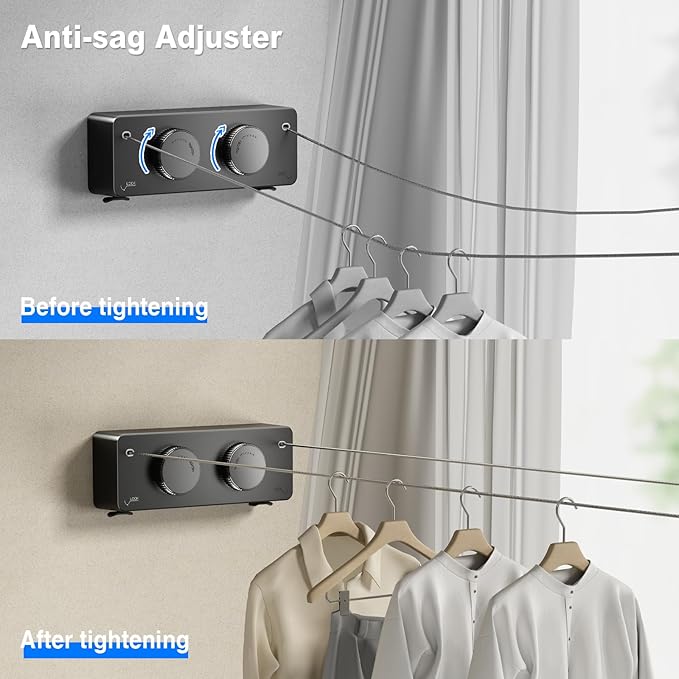 Retractable Twin Clothesline Indoor, Non-Sagging Outdoor Clothes Line - Image 3