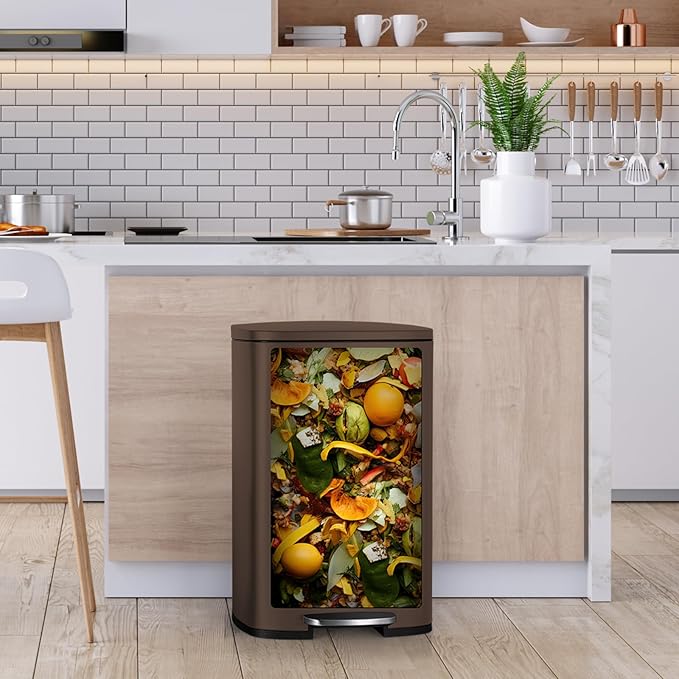 8 Gal Kitchen Trash Can, 30L Recycling or Garbage Bin, Brushed Stainless Steel - Image 7