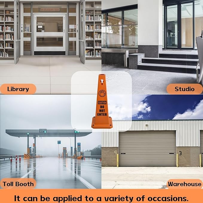 4-Pack 26.5" Caution Cones, 4-Sided Visible Safety Signs - Image 7