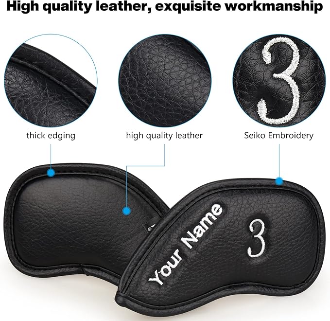 CRAFTSMAN GOLF 12pcs or 1pc Thick Synthetic Leather Golf Iron Head Covers Set - Image 6