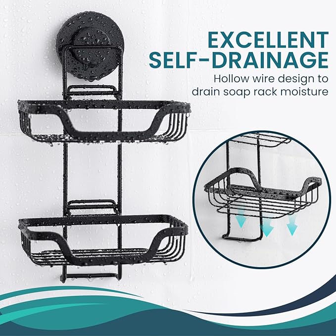 TAILI Double Layer Soap Dish Holder, Bar Soap Tray Suction Cup - Image 2
