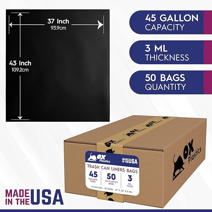 OX Plastics Black Trash Bags - Image 3