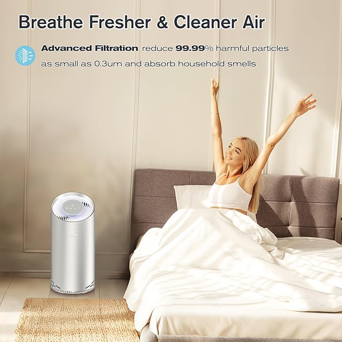 Aluminum Housing Air Purifiers for Home Bedroom Cover 1375ft². Washable - Image 4