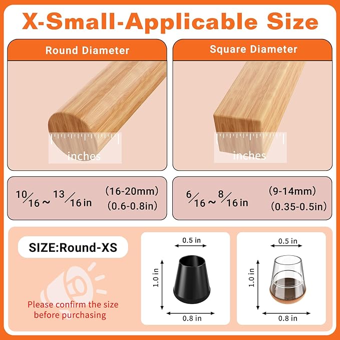 Chair Leg Floor Protectors Extra Small 24 Pcs, Silicone Chair Leg Protectors - Image 2