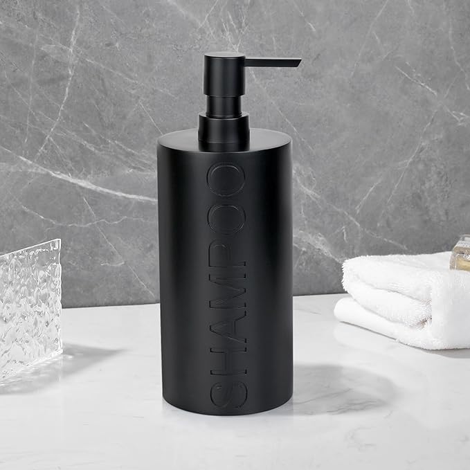Matte Black Shampoo Dispenser Modern Refillable Pump Bottle - Image 6