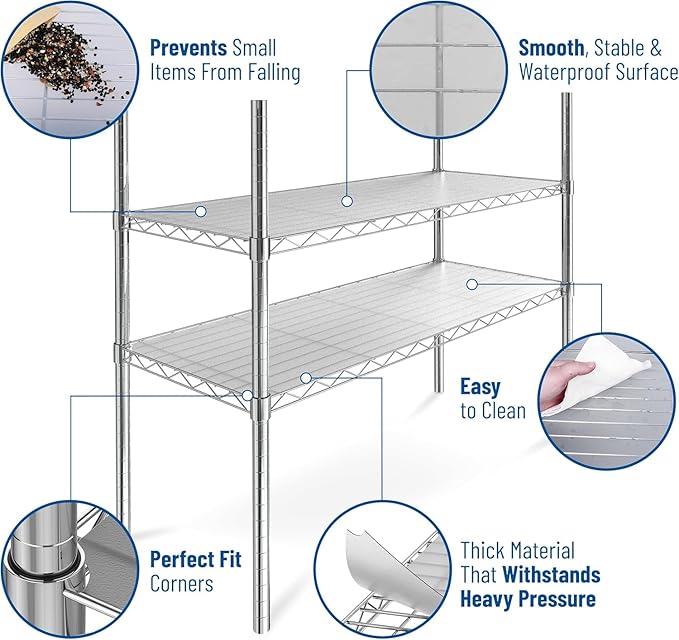 Shelf Liners for Wire Shelf System: Set of 5 in Clear: 18 x 60 inch: Plastic - Image 5