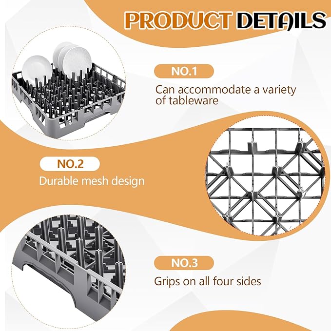 Commercial Dishwasher Tray Rack Polypropylene Full Size Flatware Rack - Image 3