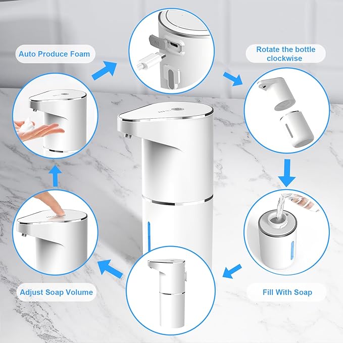 Automatic Foaming Soap Dispenser, Type C Rechargeable Hand Free Pump Soap - Image 6