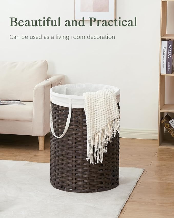 Laundry Basket Round Rattan Laundry Hamper 29.1 Gal Handwoven Large Wicker - Image 8