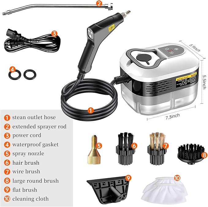 High Pressure Steam Cleaner, 2500W Portable High Temp Bathroom Power Steamer - Image 6