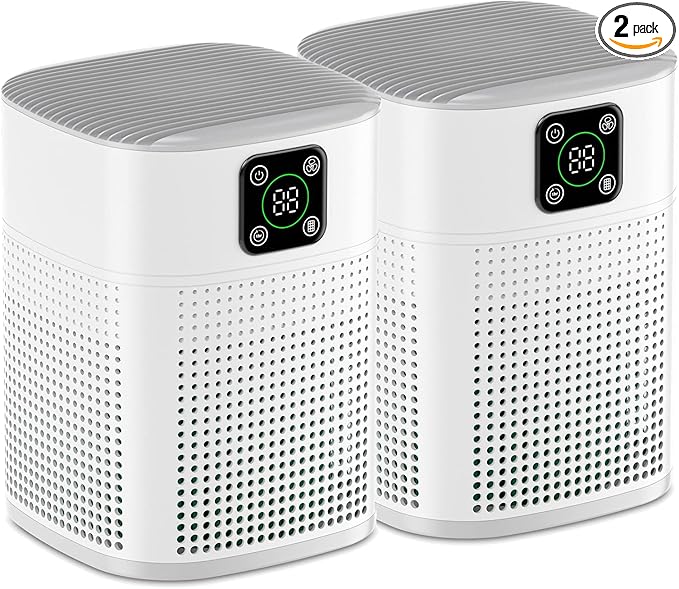 2 Pack Air Purifiers for Home Bedroom up to 650ft², Honeyuan H13 HEPA Air by HONEYUAN