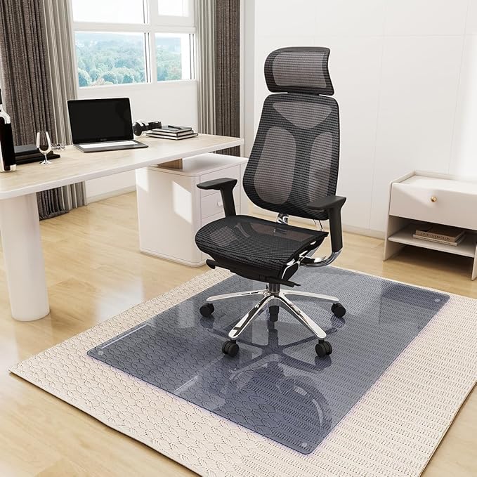 46" x 55" Glass Chair Mat, Heavy Duty Hard Tempered Glass Mat - Image 7