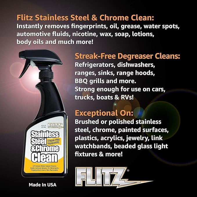 FLITZ Stainless Steel & Chrome Clean - 8oz Bottle - Image 7