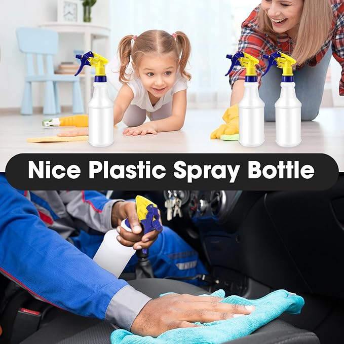 Eccliy 12 Pcs 16 Oz Plastic Spray Bottle, Adjustable Empty Reusable Sprayer - Image 7