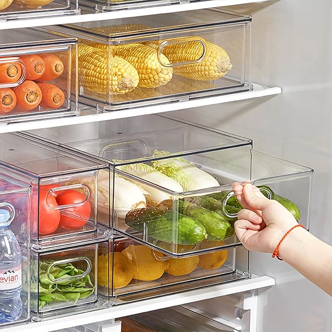 MineSign 7 pack Stackable Refrigerator Organizer Bins Pull-Out Drawers - Image 2