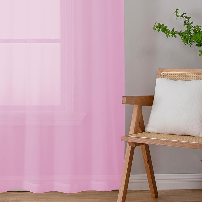 Chyhomenyc Pink Sheer Curtains 72 Inch Length 2 Panels, Light Filtering Soft - Image 5