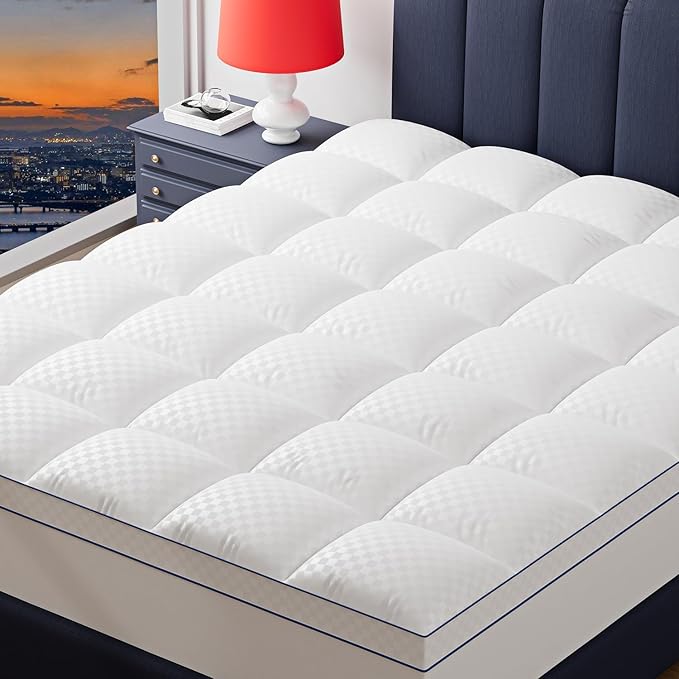 King Mattress Topper Extra Thick Pillowtop Cooling Mattress Topper Plush by Reitti